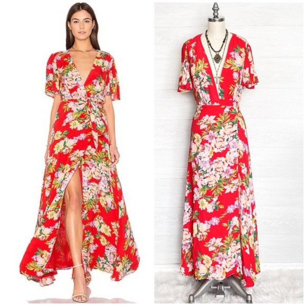PRIVACY PLEASE x REVOLVE Plaza Kimono Maxi WRAP Dress Floral Print (NWT)